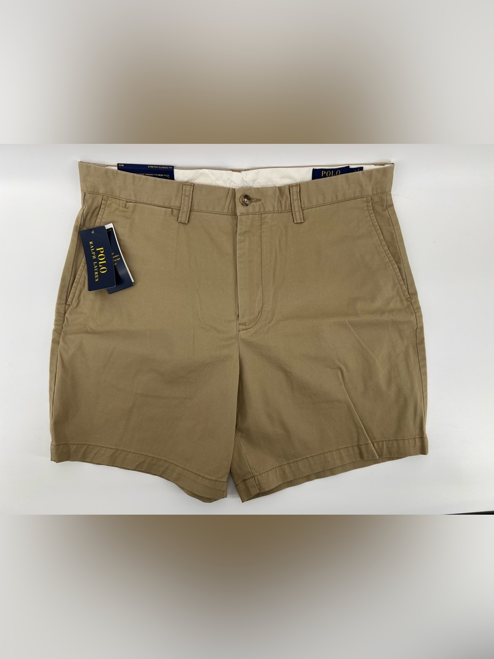 Polo Ralph Lauren Men's Khaki Textured Shorts Size 33 Classic Fit 6" Inseam NWT